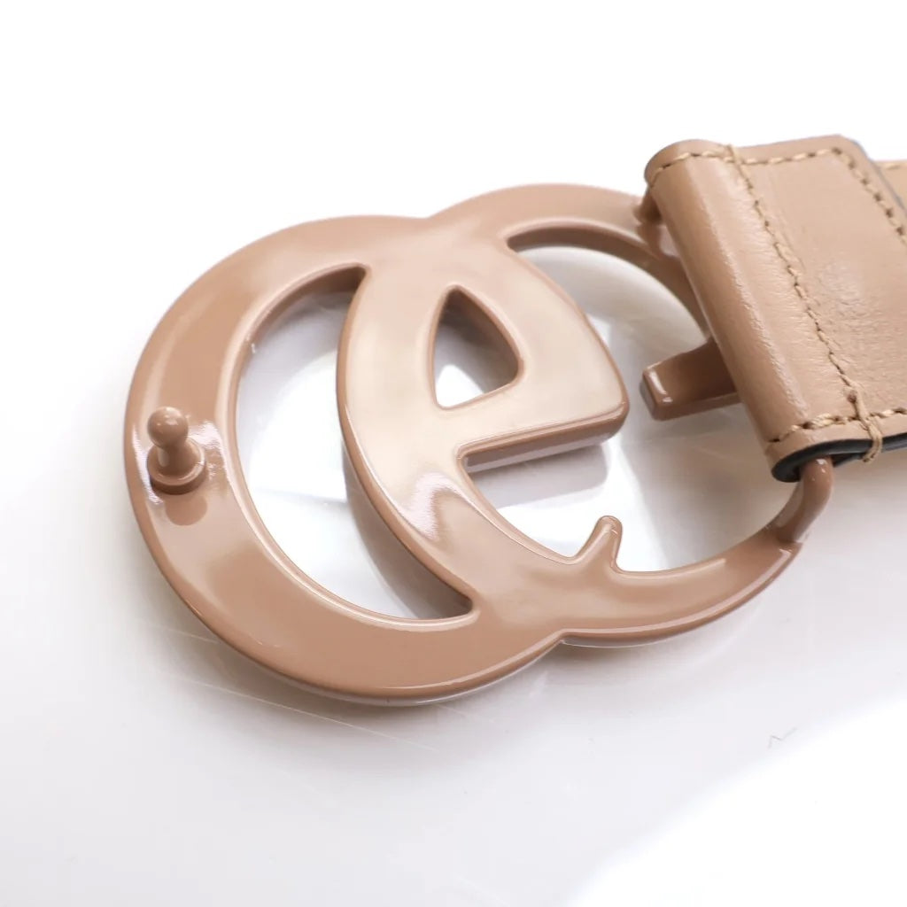 GUCCI AZALEA CALFSKIN ENAMEL MONOCHROM DOUBLE G BELT