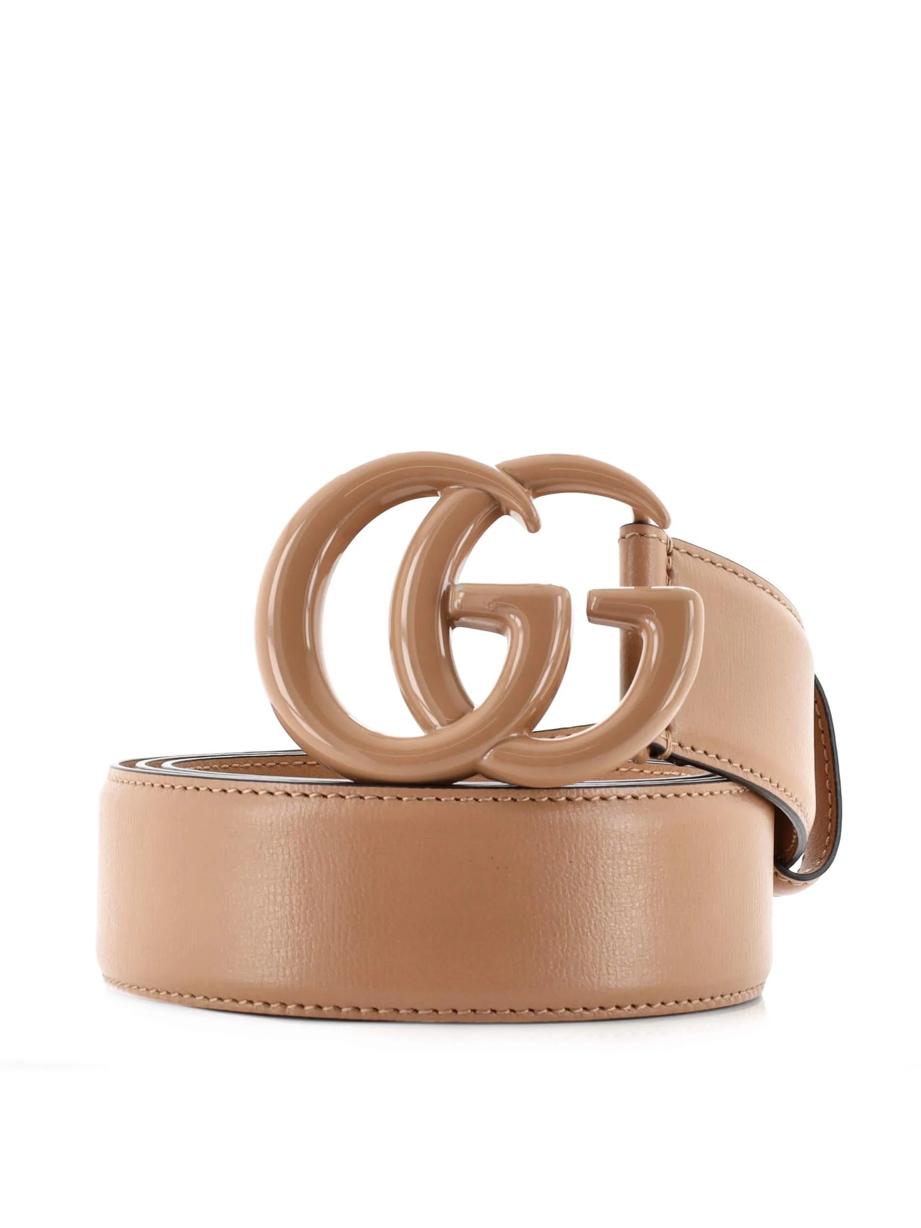 GUCCI AZALEA CALFSKIN ENAMEL MONOCHROM DOUBLE G BELT