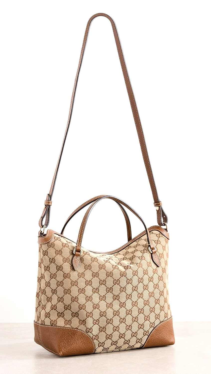 GUCCI GG MONOGRAM CANVAS & CALFSKIN LEATHER BREE SHOULDER BAG