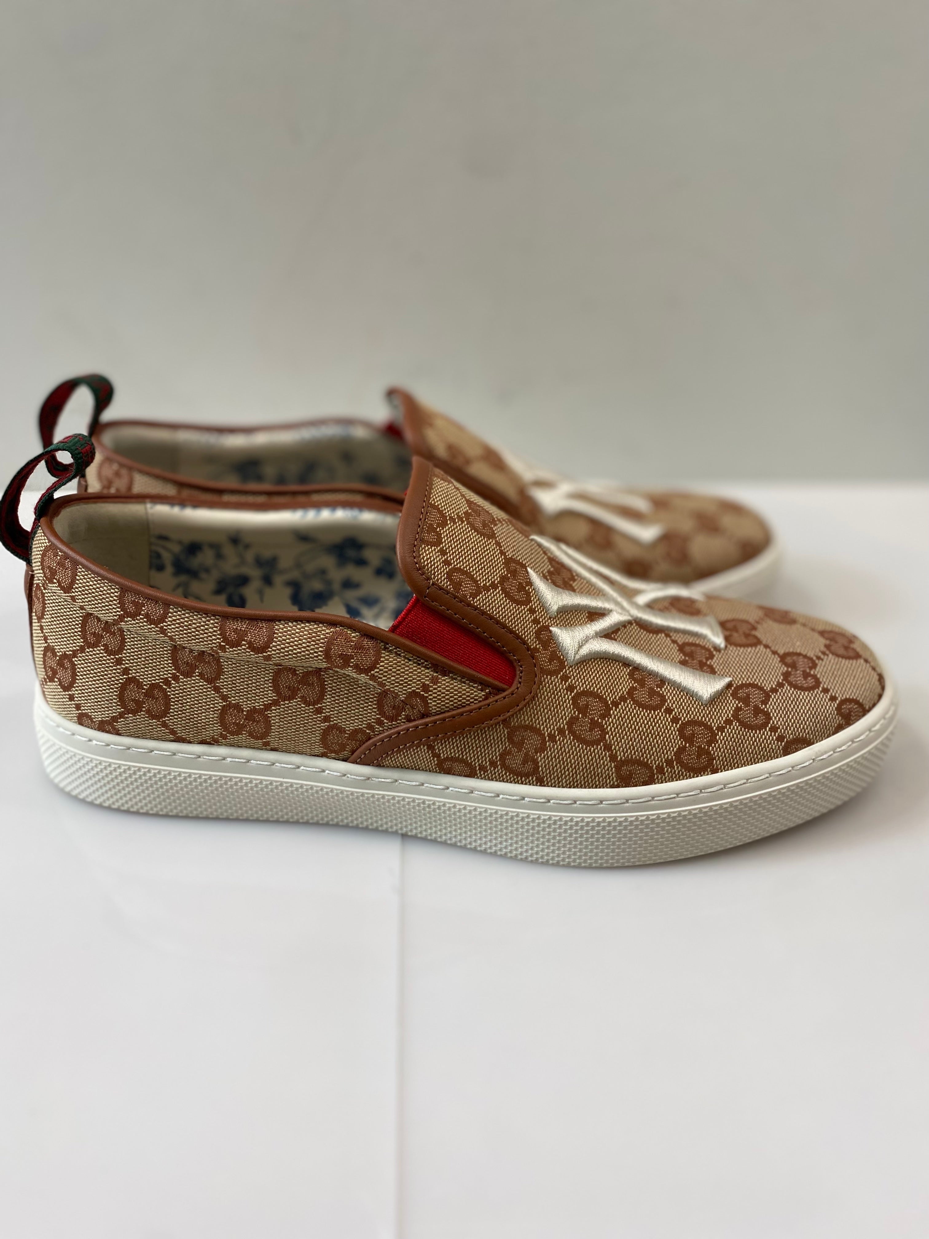 GUCCI BROWN GUCCI X NY YANKEES SNEAKERS