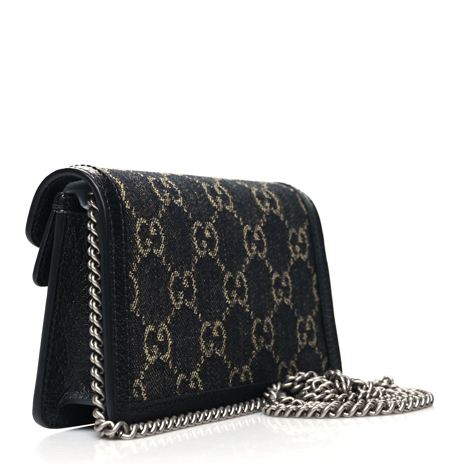 GUCCI GG MONOGRAM BLACK DENIM SUPER MINI DIONYSUS SHOULDER BAG
