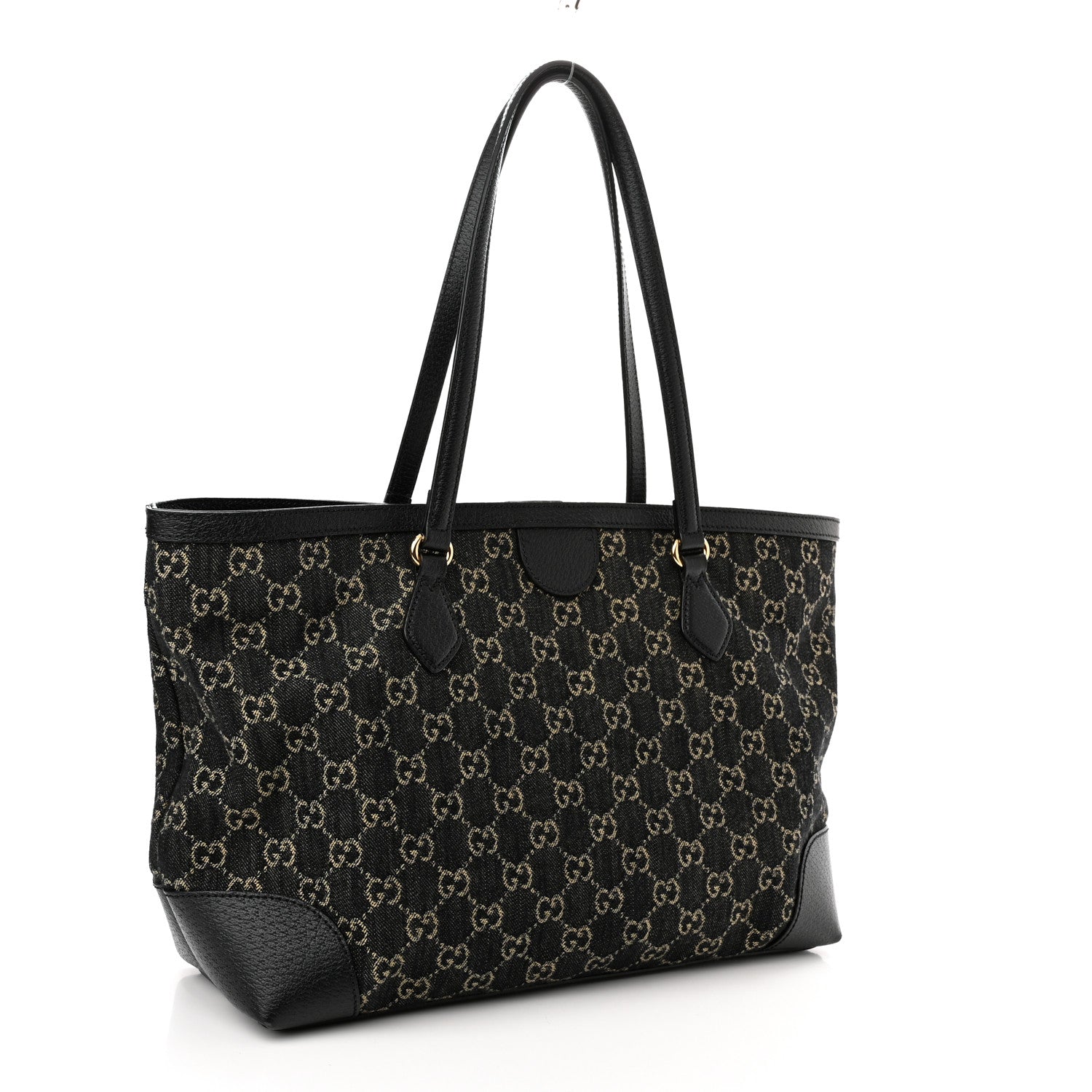 GUCCI JACQUARD GG MONOGRAM OPHIDIA MEDIUM DENIM TOTE BAG