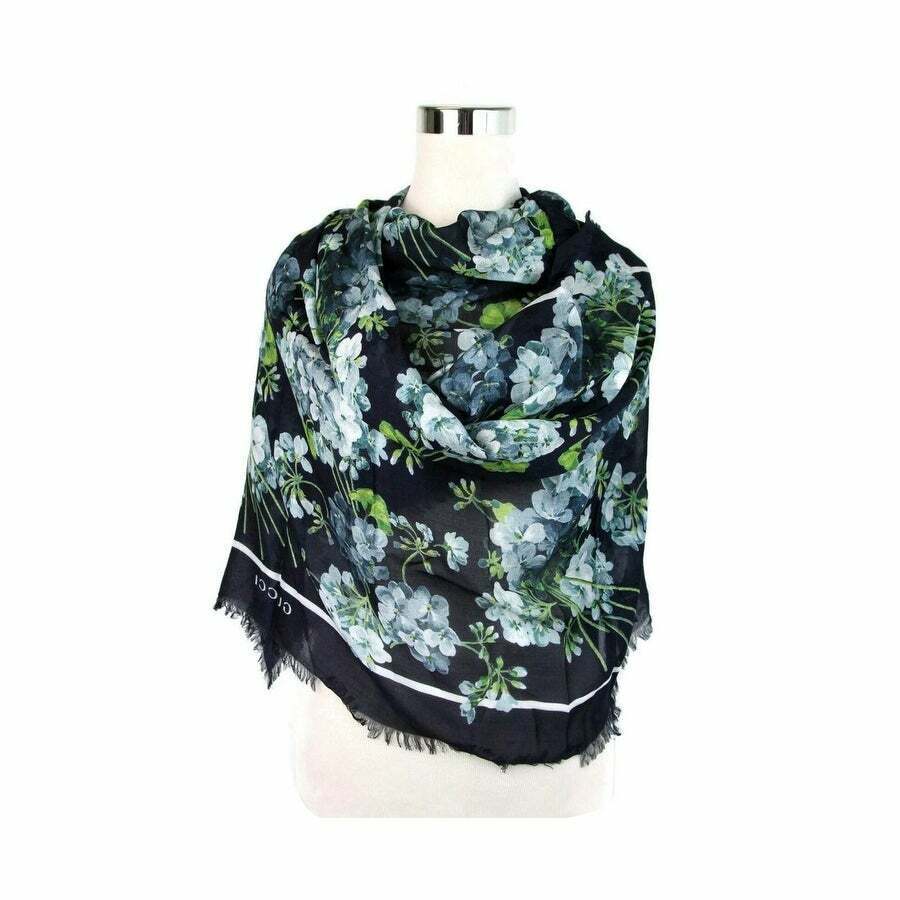 GUCCI BLOOM PRINT SILK MODAL SCARF SHAWL