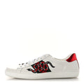 GUCCI ACE KING SNAKE EMBROIDERED CALFSKIN SNEAKERS