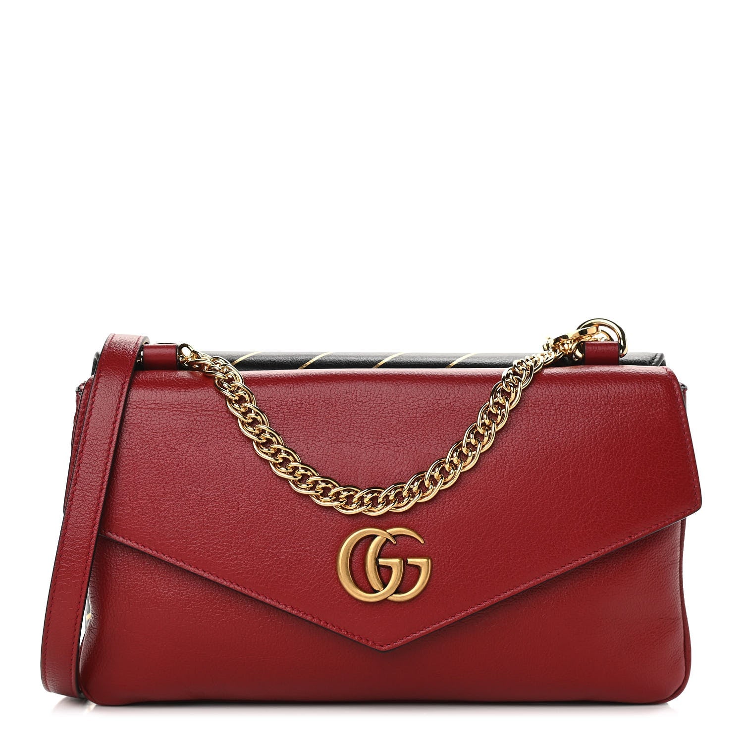 GUCCI CALFSKIN GG MEDIUM THIARA DOUBLE ENVELOPE SHOULDER BAG