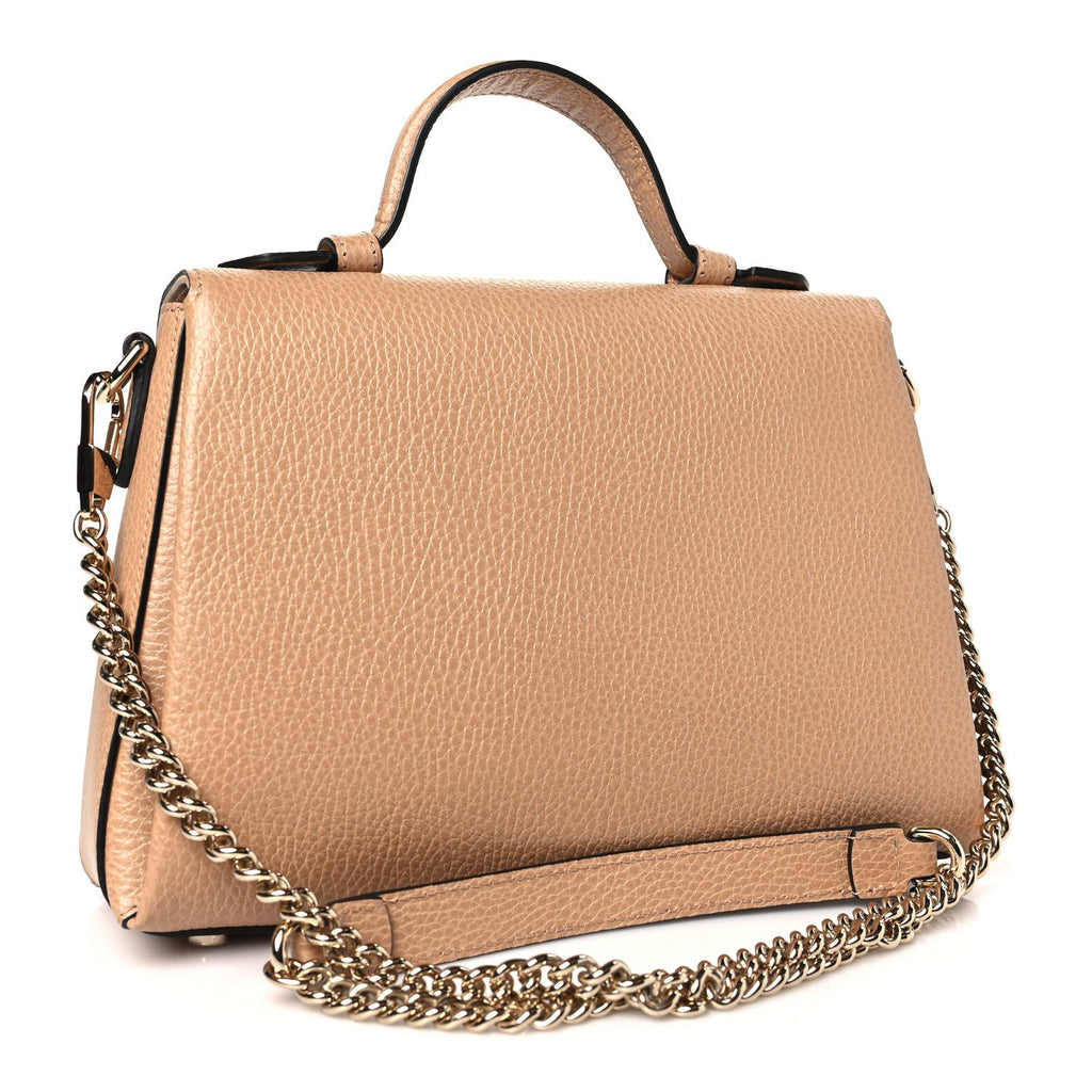 GUCCI INTERLOCKING G CALFSKIN TOP-HANDLE CAMELIA SHOULDER BAG