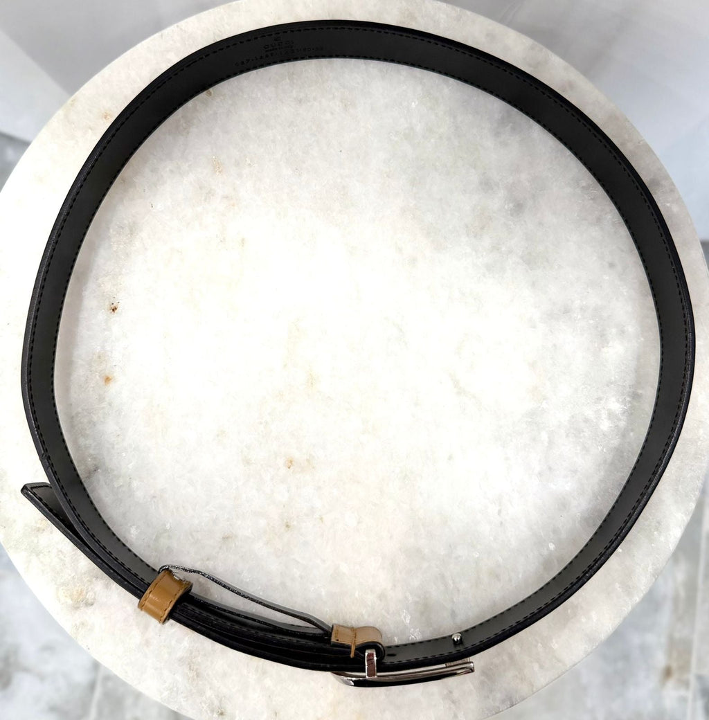 GUCCI G BUCKLE CALFSKIN LEATHER BELT