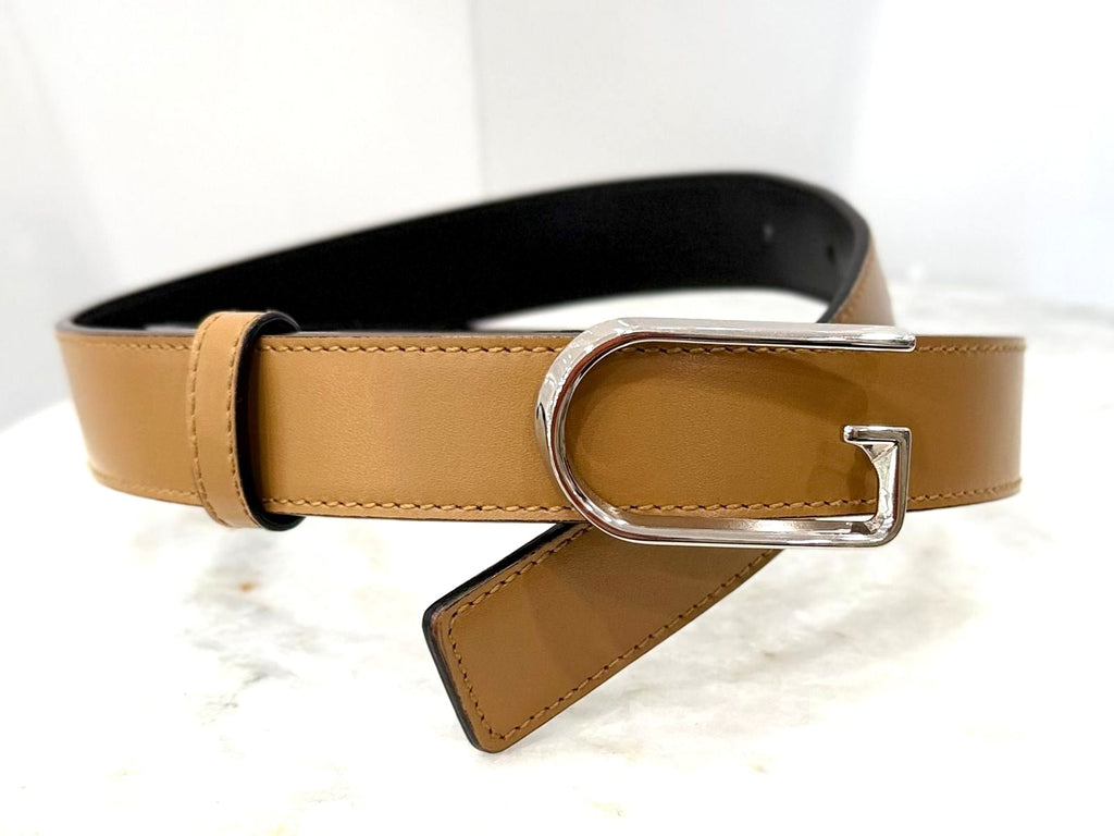 GUCCI G BUCKLE CALFSKIN LEATHER BELT
