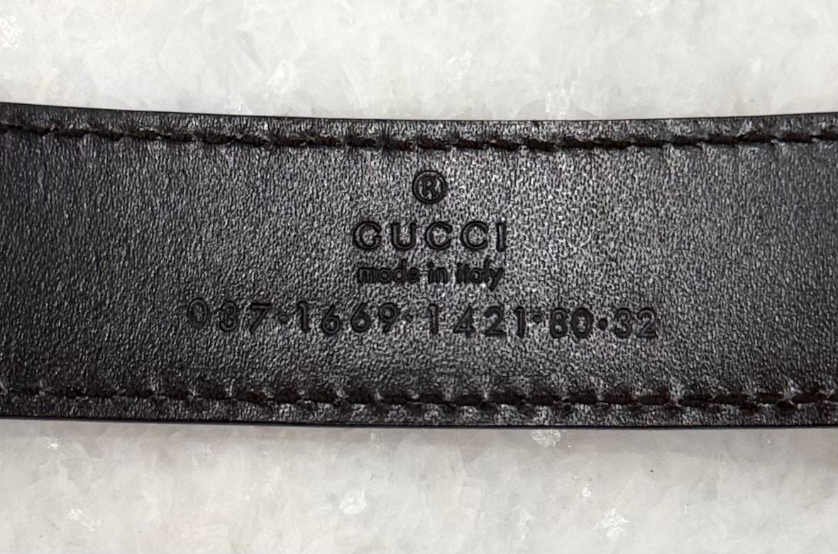 GUCCI G BUCKLE CALFSKIN LEATHER BELT