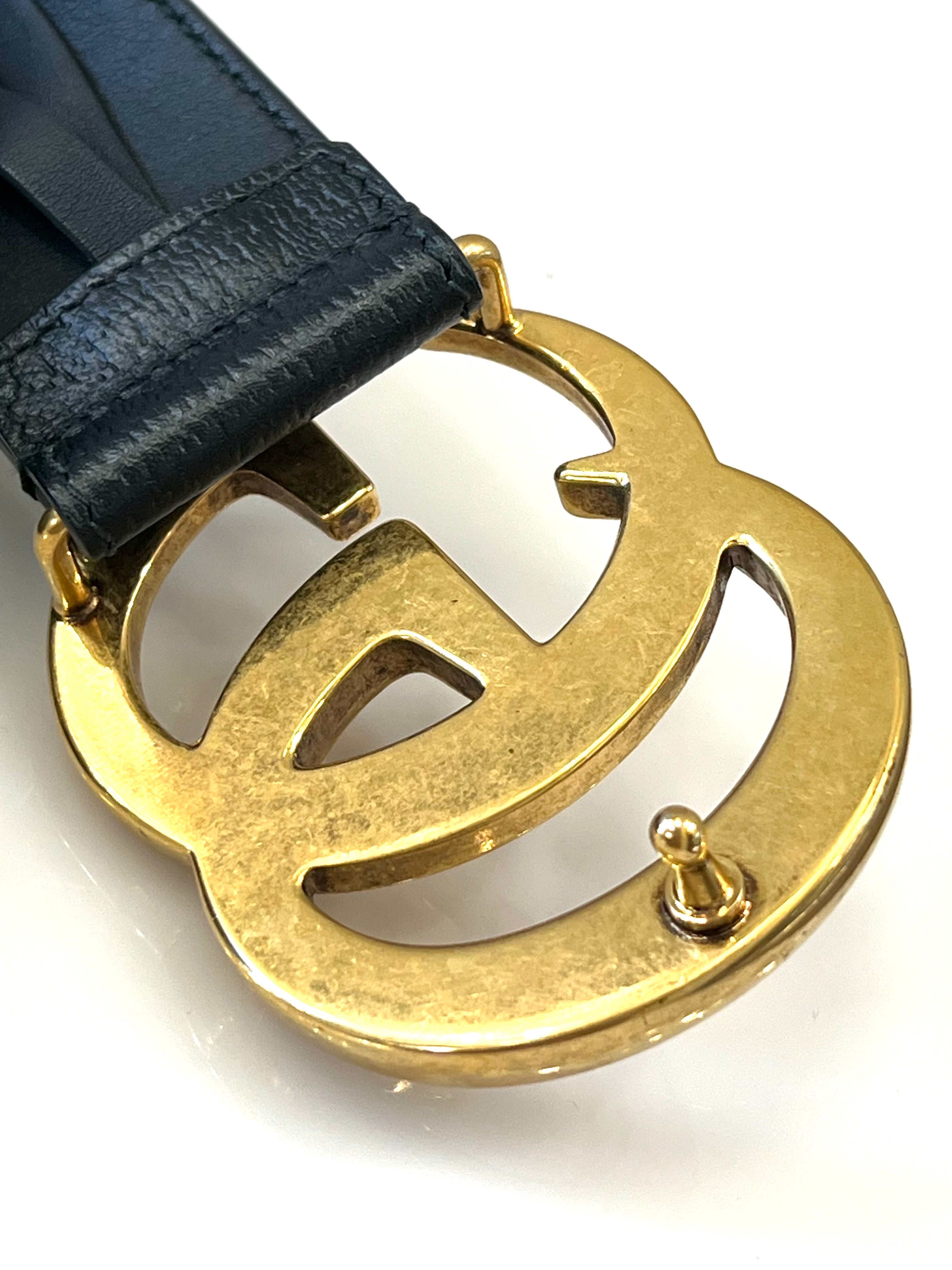 GUCCI GG MARMONT DOUBLE G CALFSKIN LEATHER BELT
