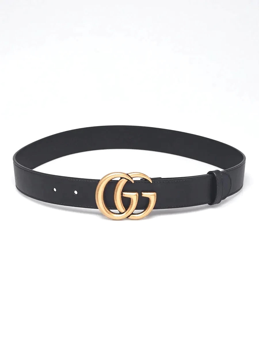GUCCI GG MARMONT DOUBLE G CALFSKIN LEATHER BELT