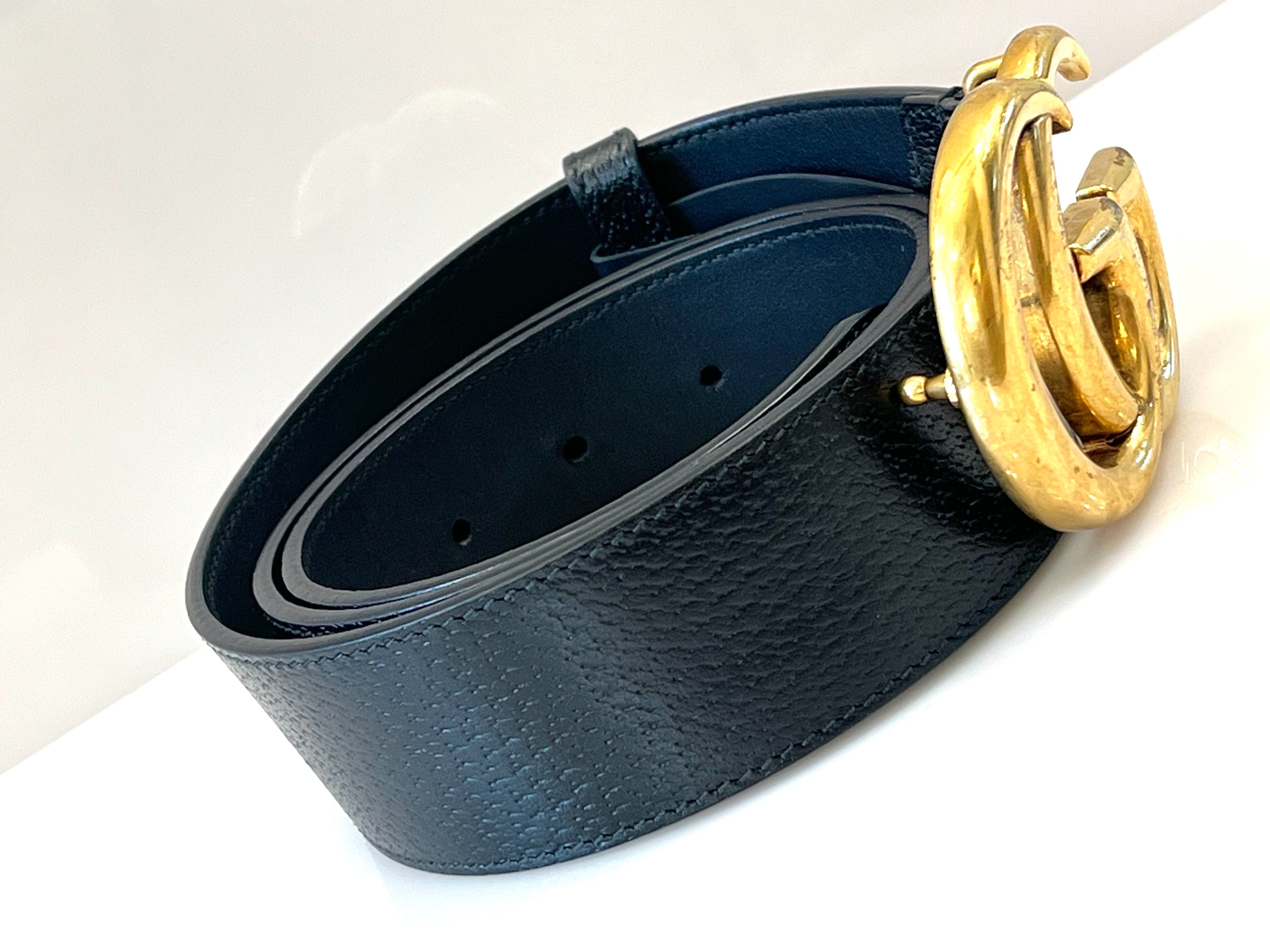 GUCCI GG MARMONT DOUBLE G CALFSKIN LEATHER BELT