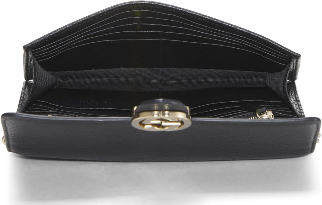 GUCCI CALFSKIN LEATHER INTERLOCKING G WALLET ON A CHAIN