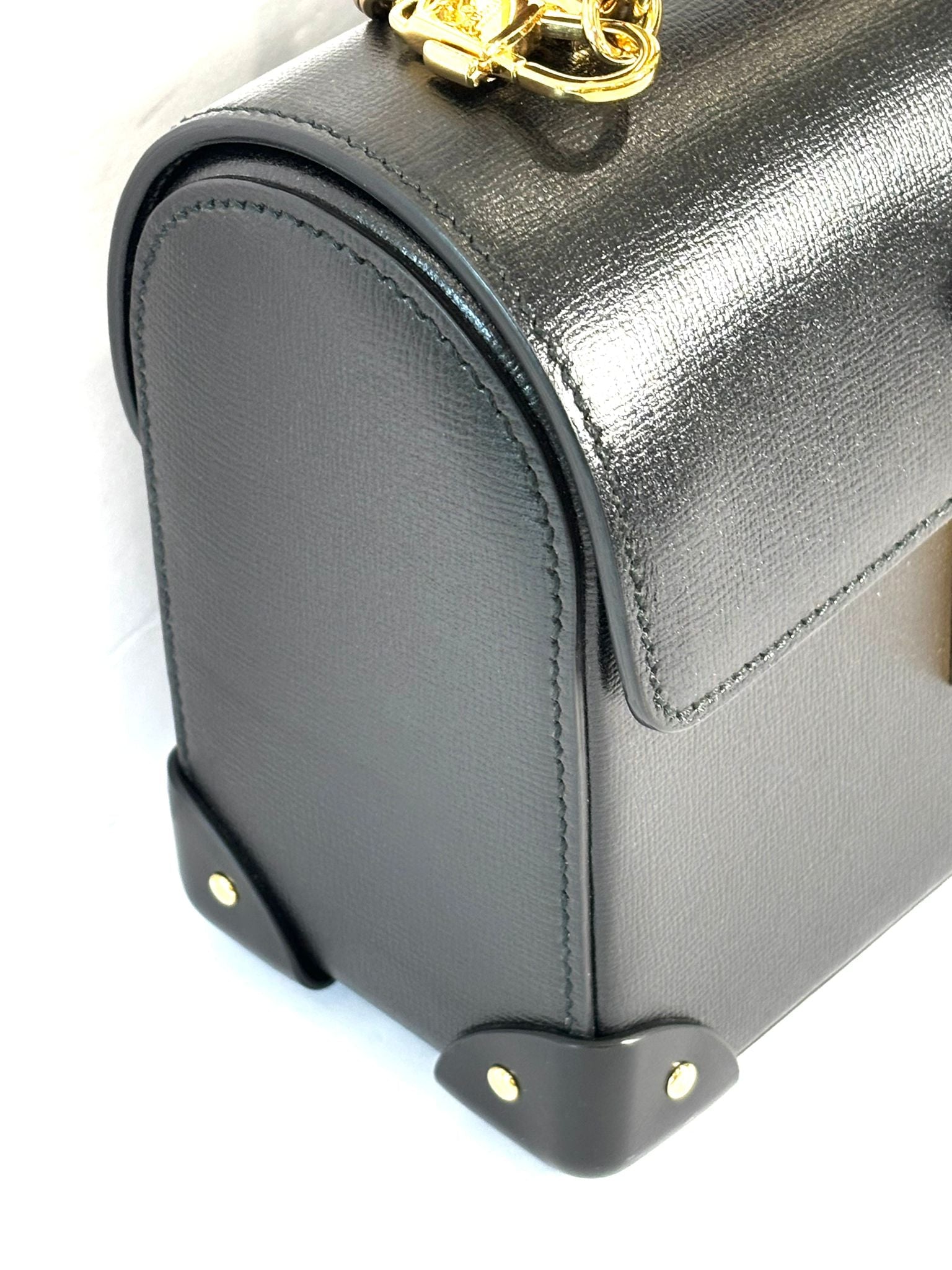 GUCCI CALFSKIN LEATHER SMALL BAMBOO PADLOCK CHAIN BAG