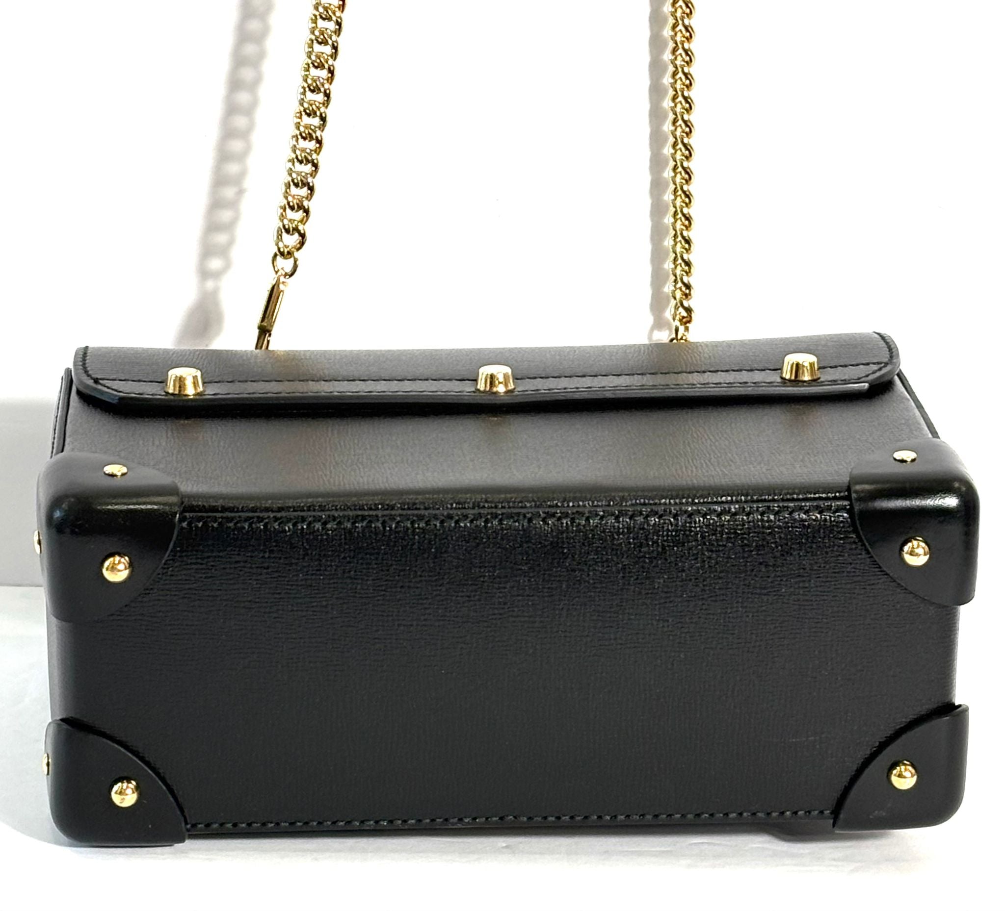 GUCCI CALFSKIN LEATHER SMALL BAMBOO PADLOCK CHAIN BAG