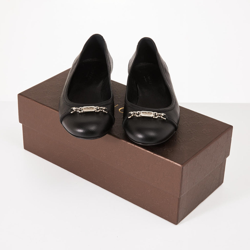 GUCCI CALFSKIN LEATHER CALLARIUS BALLET FLATS
