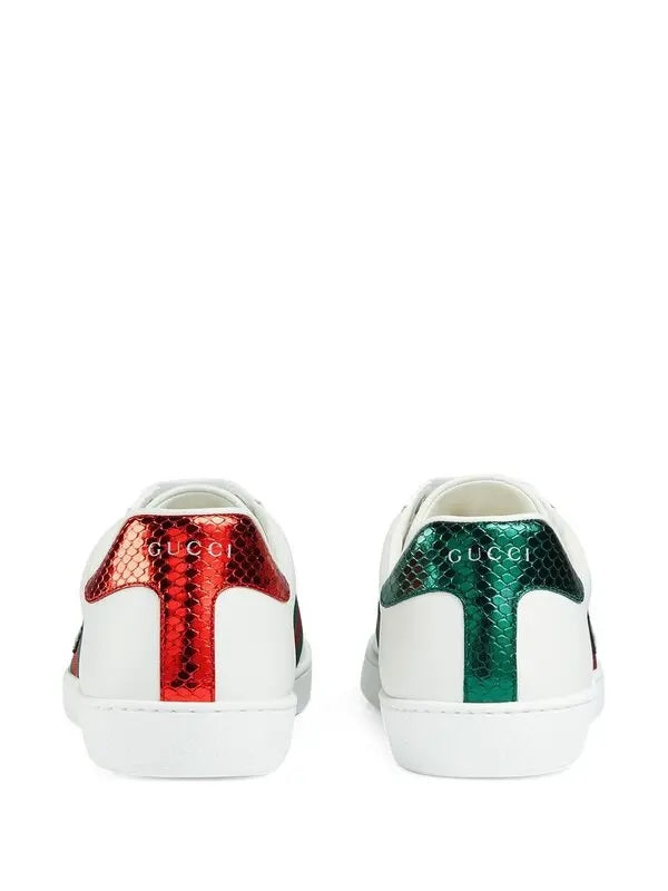 GUCCI CALFSKIN LEATHER ACE TIGER EMBROIDERED MEN'S SNEAKERS