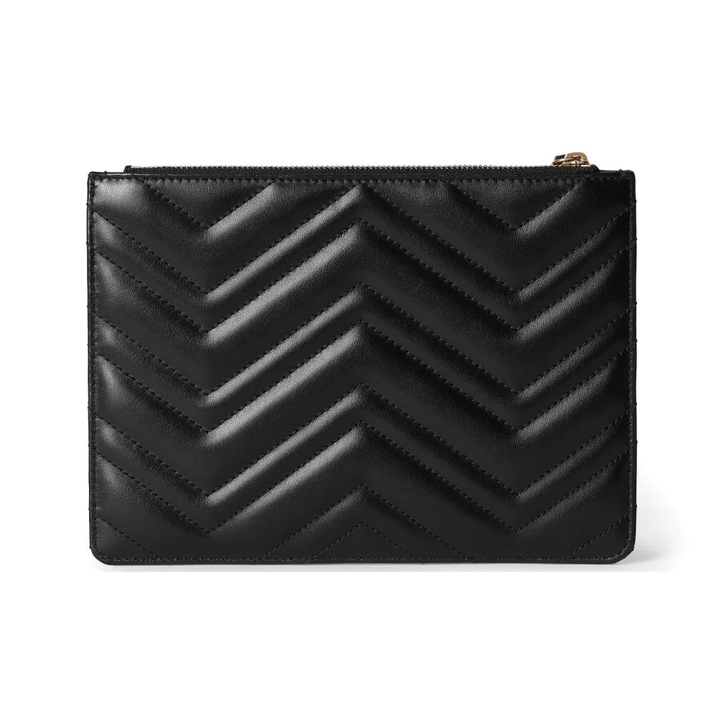 GUCCI GG MARMONT SMALL MATELASSE CALFSKIN LEATHER WRISTLET CLUTCH