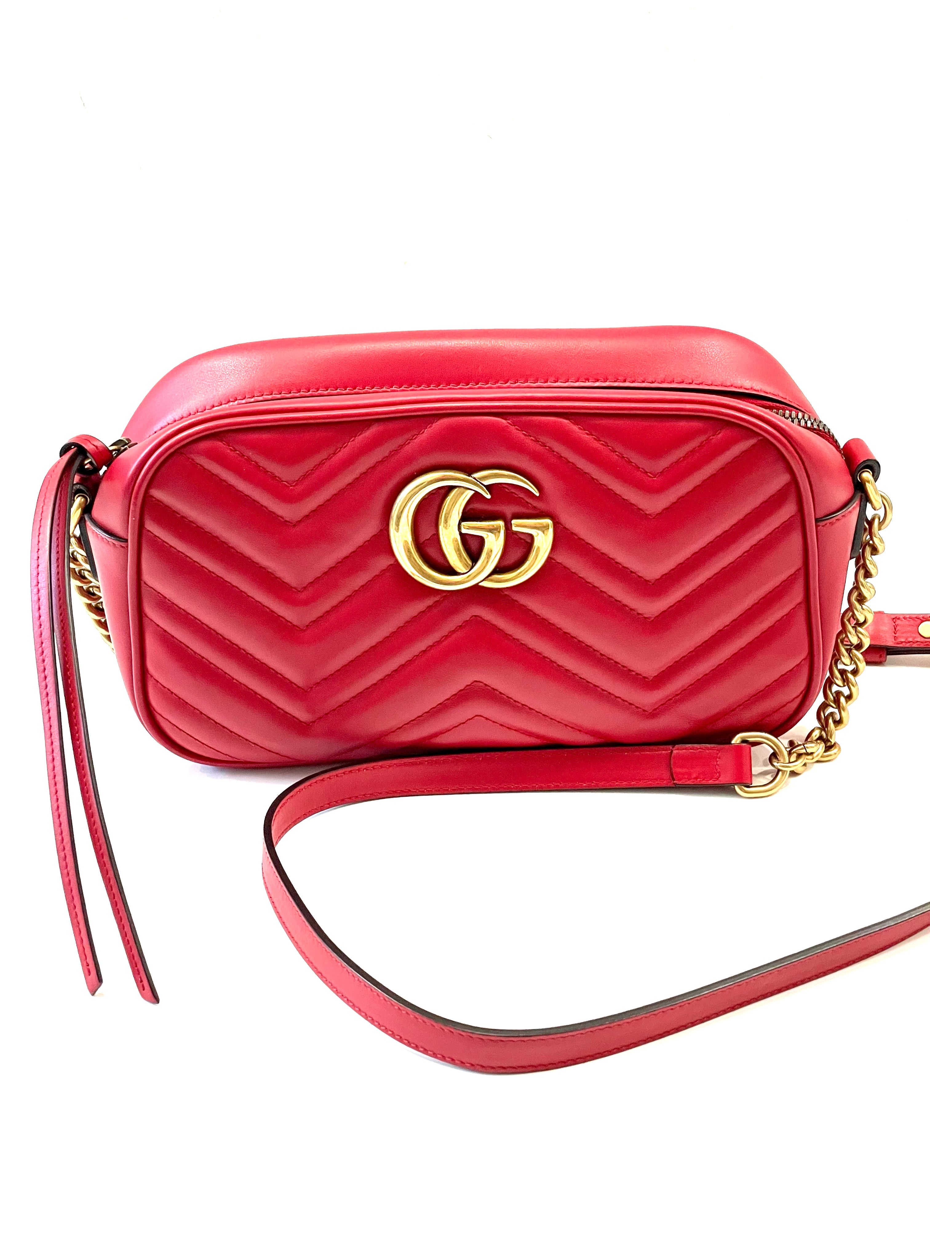 GUCCI GG MARMONT CALFSKIN LEATHER MATELASSE CROSSBODY