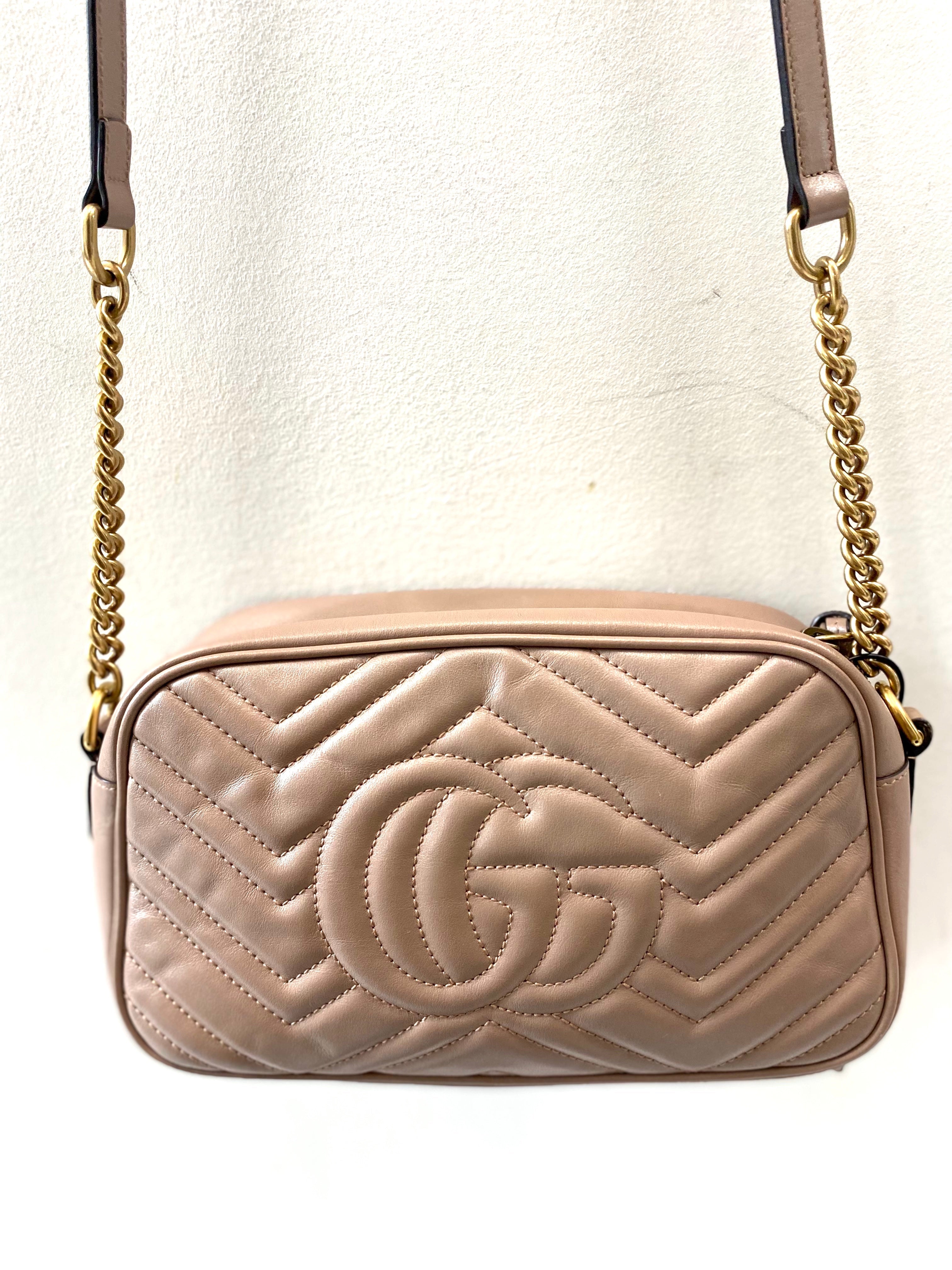 GUCCI GG MARMONT MATELASSE CALFSKIN SMALL CHAIN SHOULDER BAG