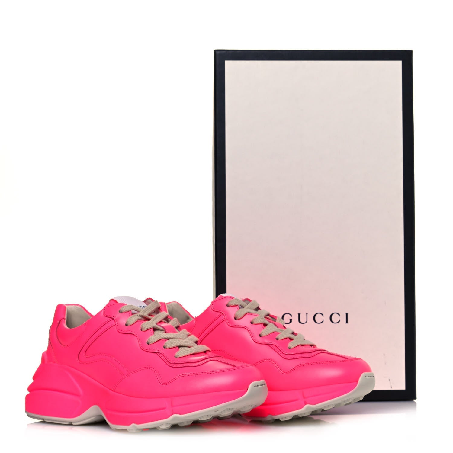 GUCCI CALFSKIN LEATHER RHYTON SNEAKERS