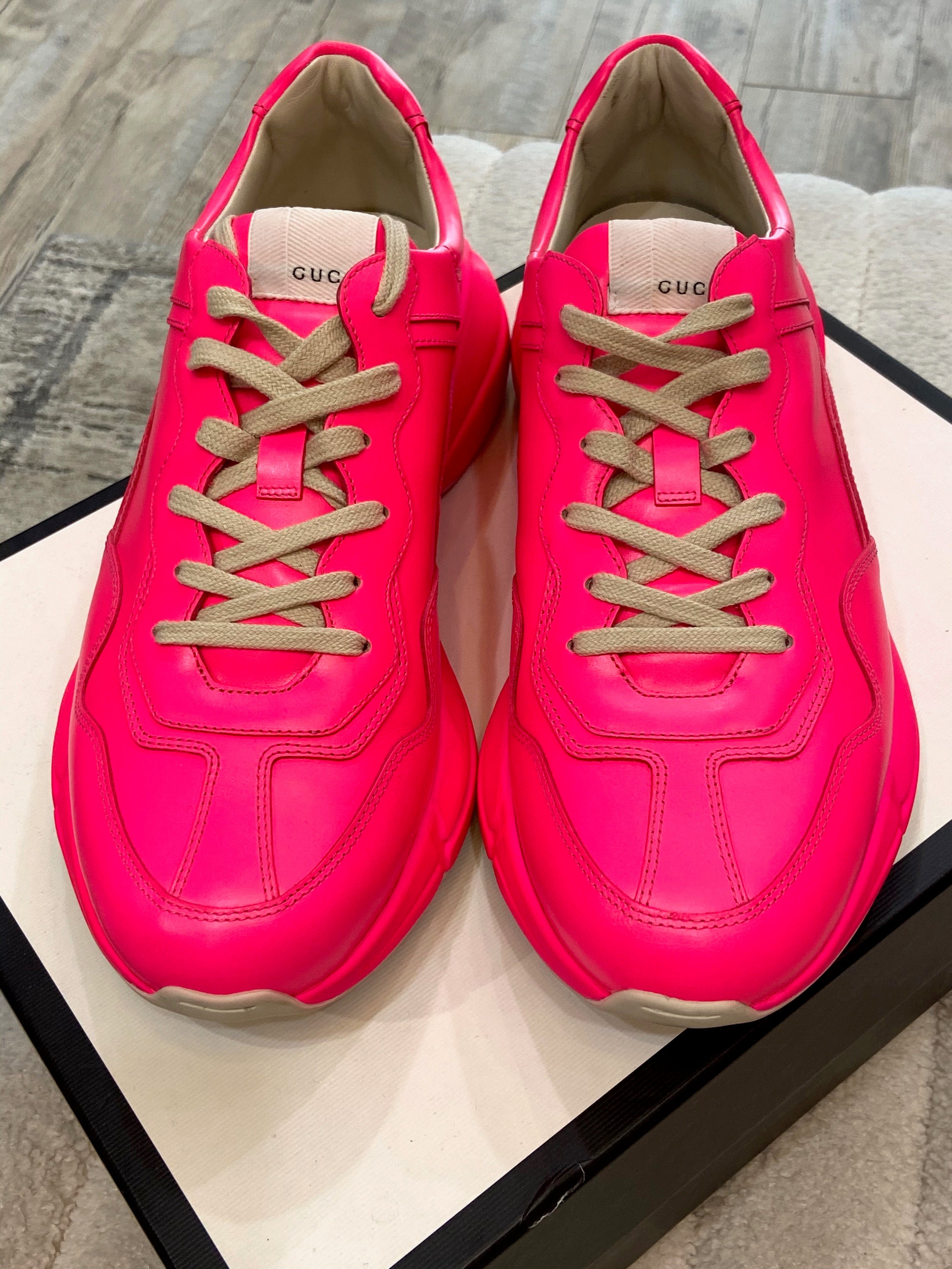 GUCCI CALFSKIN LEATHER RHYTON SNEAKERS