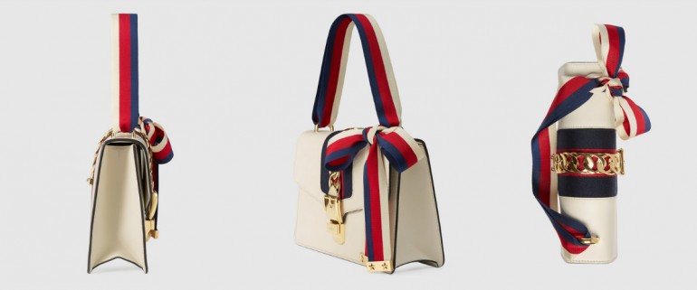 GUCCI SMALL SYLVIE CALFSKIN LEATHER SHOULDER BAG