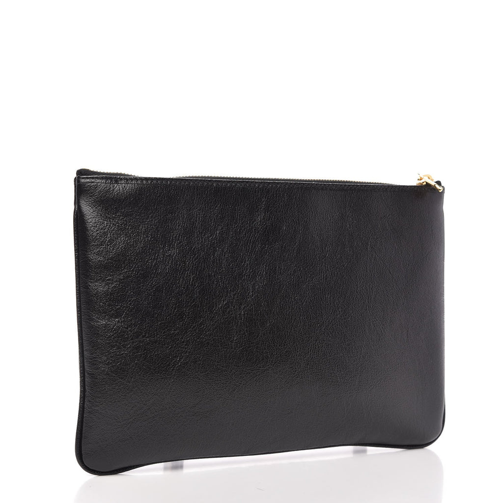 GUCCI CALFSKIN LEATHER WEB RAJAH CLUTCH BAG
