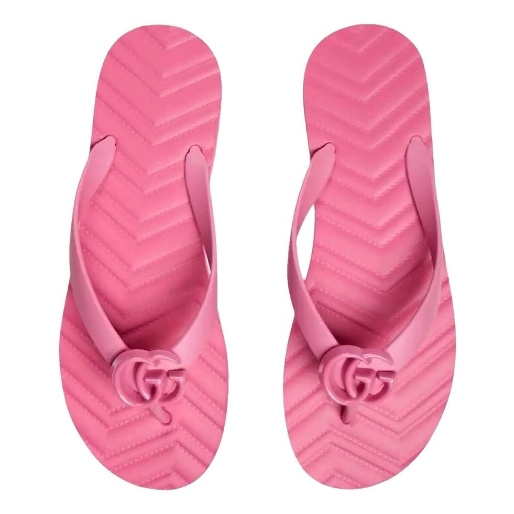 GUCCI CHEVRON GG THONG SLIDE SANDALS