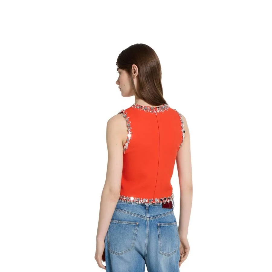 GUCCI CREPE WOOL SILK EMBROIDERED TOP