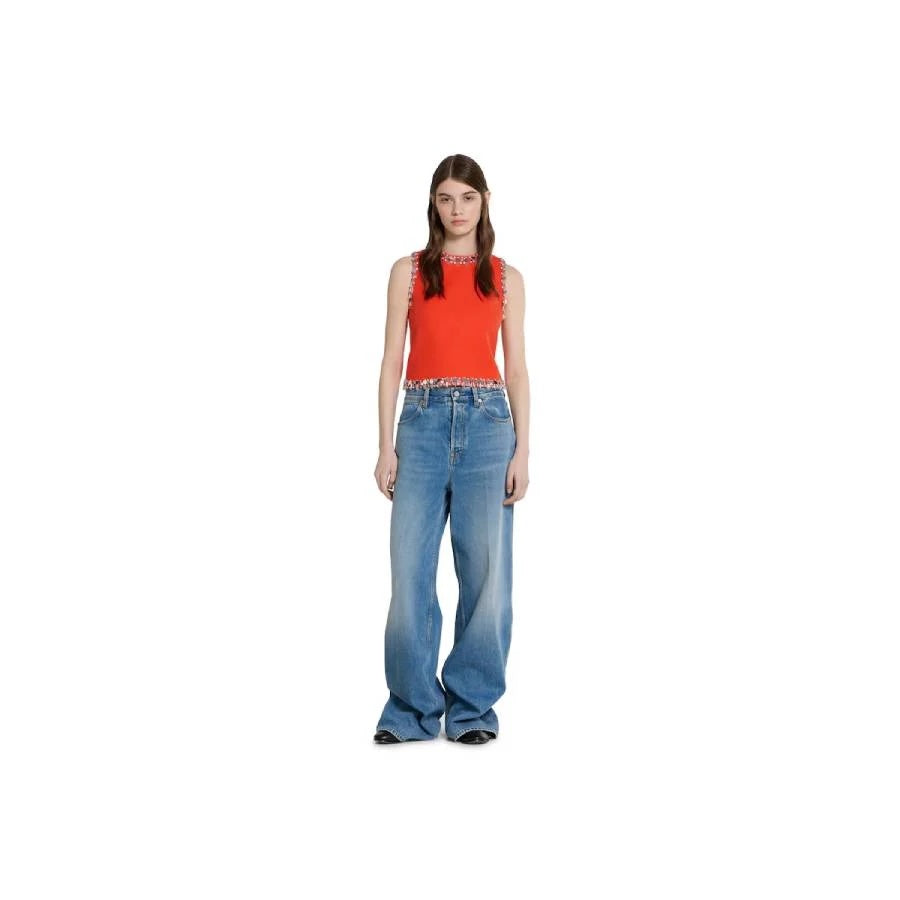 GUCCI CREPE WOOL SILK EMBROIDERED TOP
