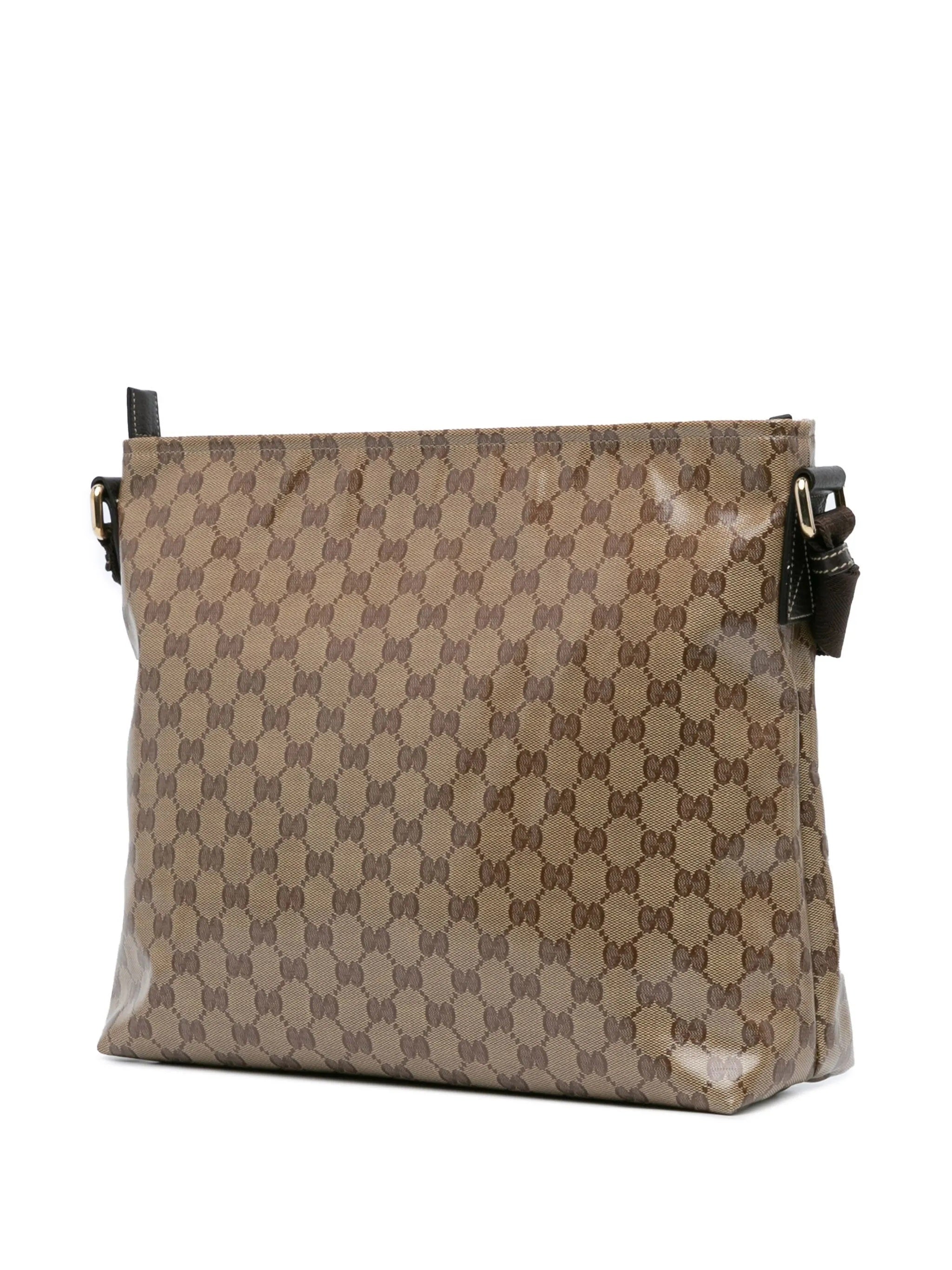 GUCCI CRYSTAL MONOGRAM LARGE FLAT MESSENGER BAG