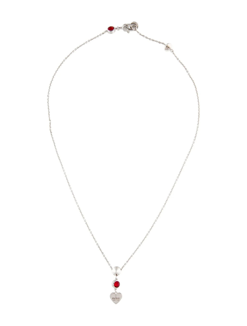 GUCCI STERLING SILVER TRADEMARK HEART PENDANT NECKLACE