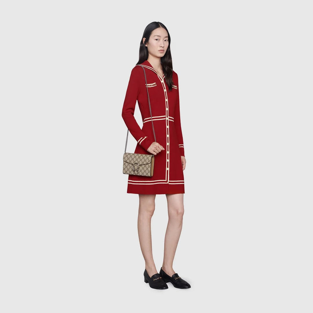 GUCCI GG SUPREME DIONYSUS WALLET ON CHAIN – CHERRY RED LEATHER INTERIOR