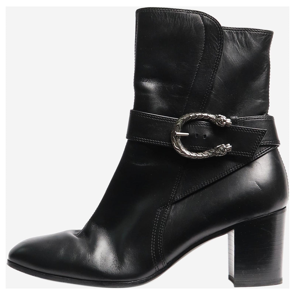 GUCCI DIONYSUS CALFSKIN LEATHER ANKLE BOOTS
