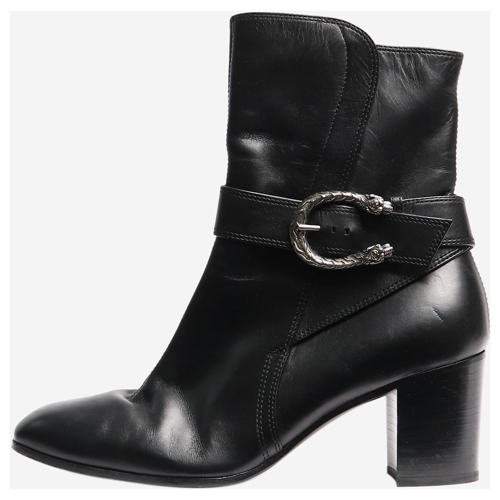 GUCCI DIONYSUS CALFSKIN LEATHER ANKLE BOOTS