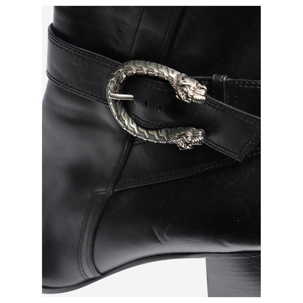 GUCCI DIONYSUS CALFSKIN LEATHER ANKLE BOOTS
