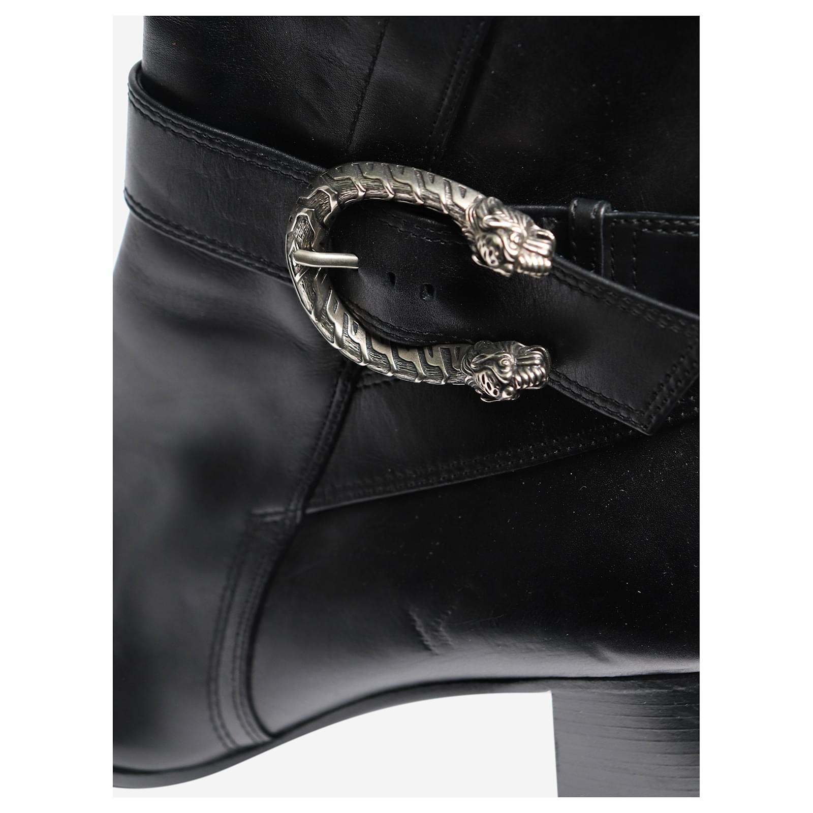GUCCI DIONYSUS CALFSKIN LEATHER ANKLE BOOTS