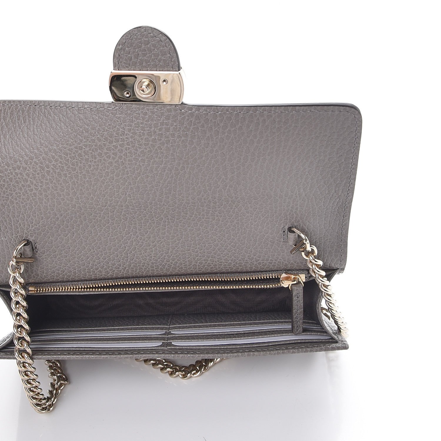 GUCCI DOLLAR CALFSKIN INTERLOCKING GG WALLET ON CHAIN