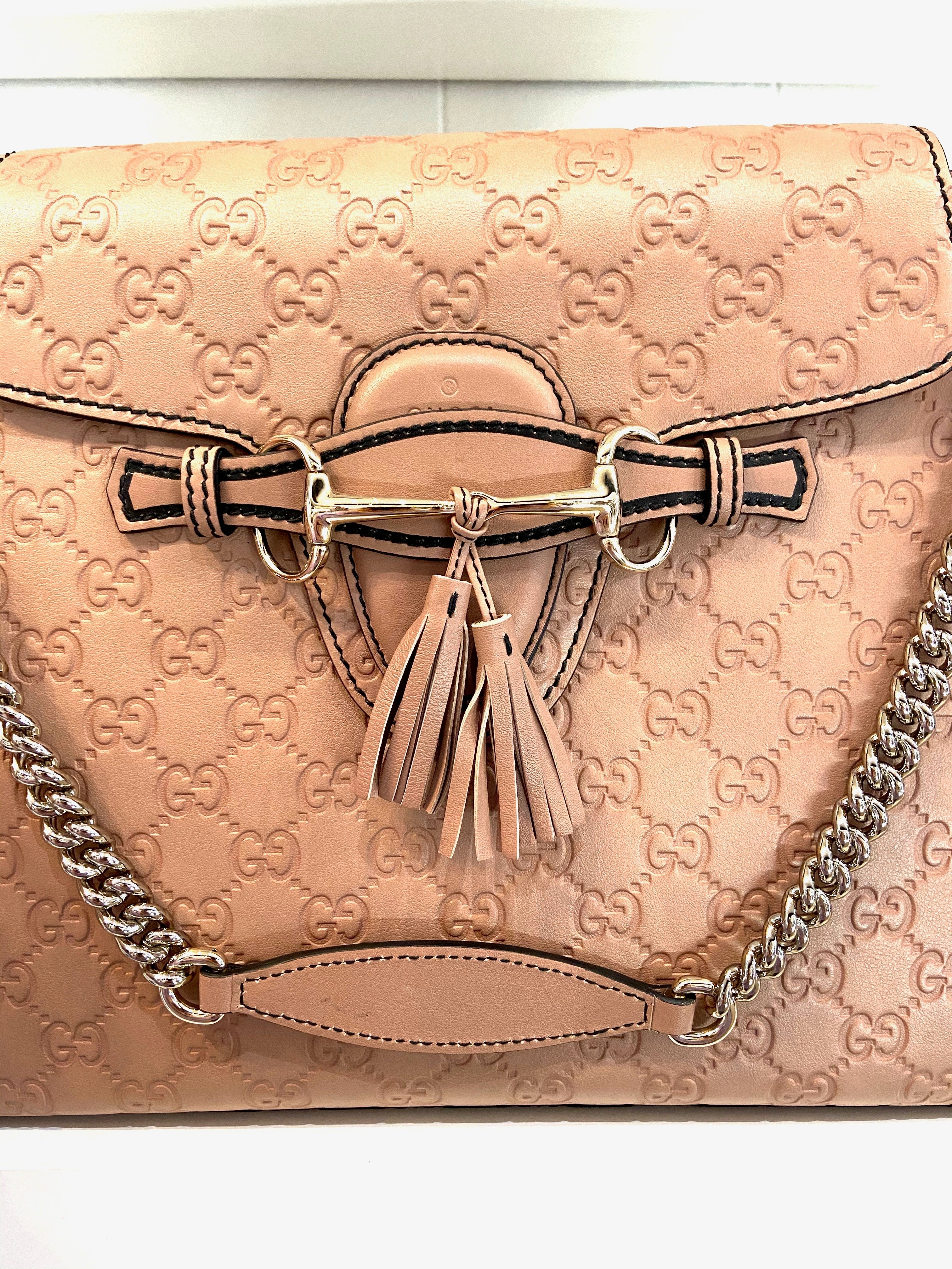 GUCCI GUCCISSIMA EMILY LARGE LEATHER CHAIN BAG