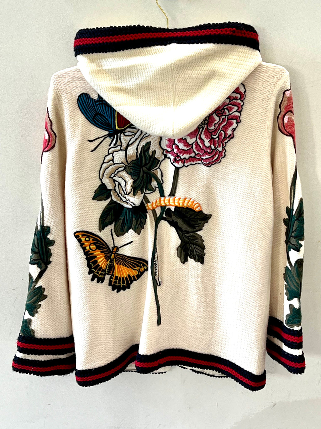GUCCI EMBROIDERED OVERSIZED HOODED CARDIGAN