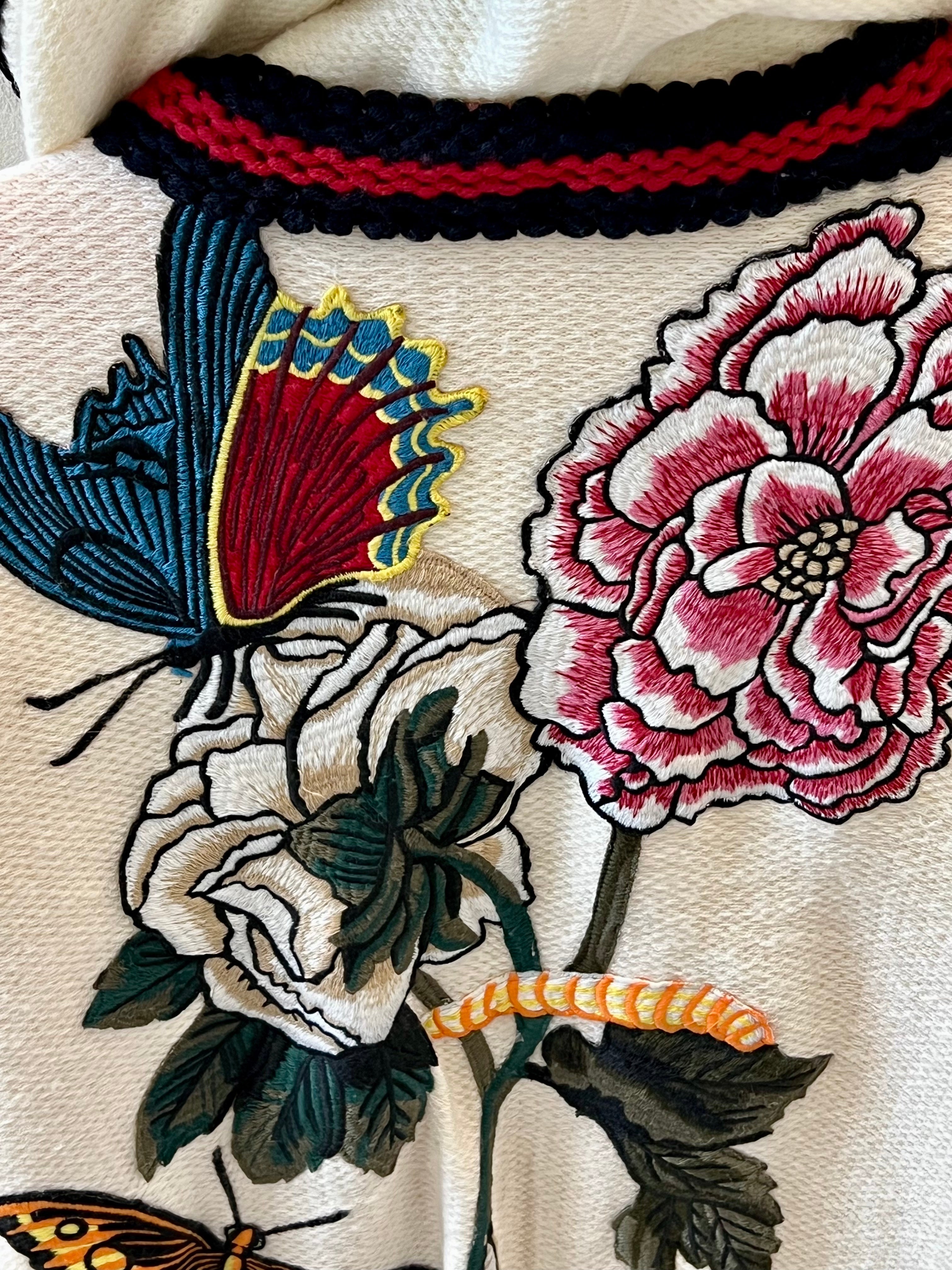 GUCCI EMBROIDERED OVERSIZED HOODED CARDIGAN