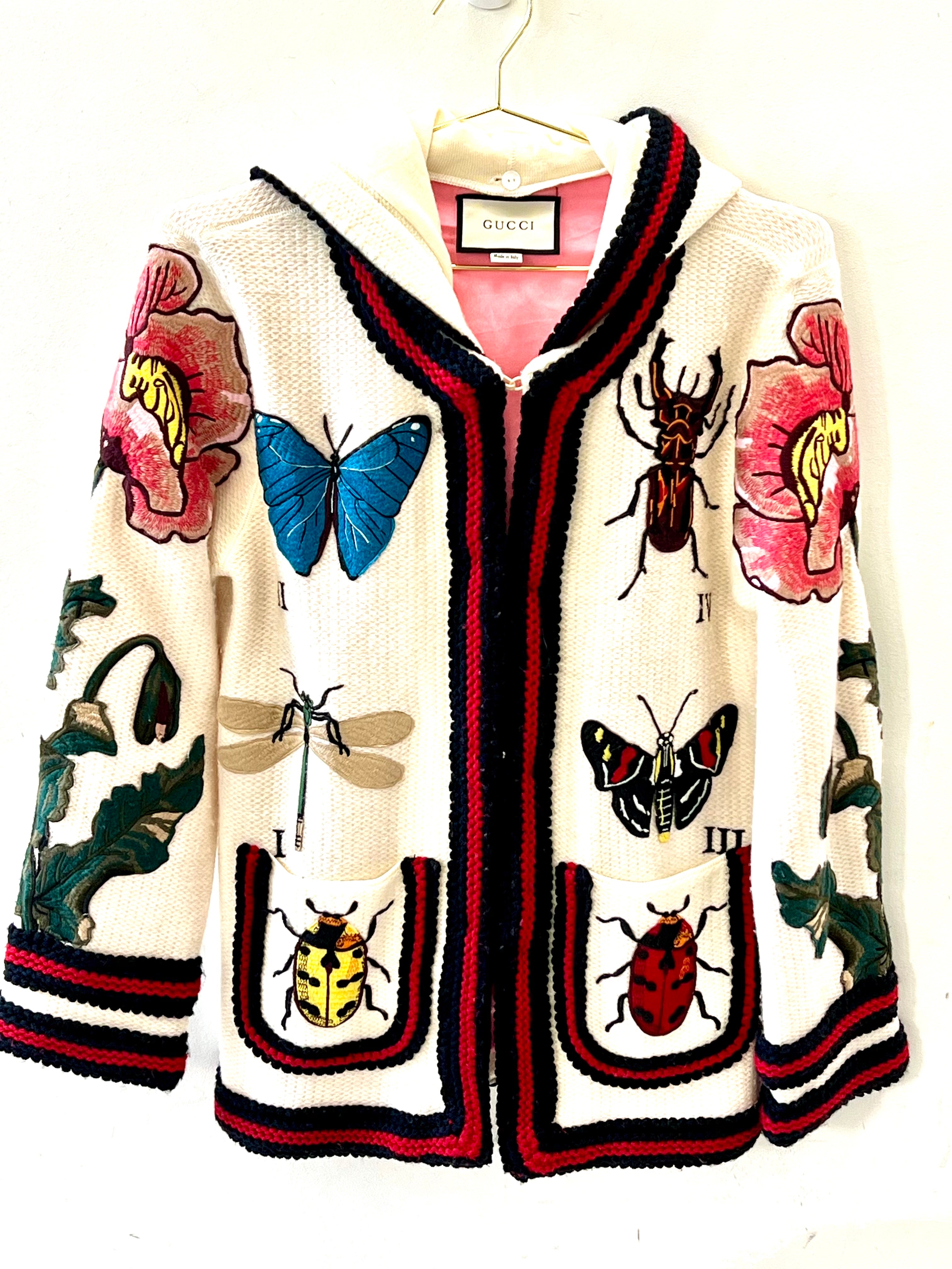 GUCCI EMBROIDERED OVERSIZED HOODED CARDIGAN