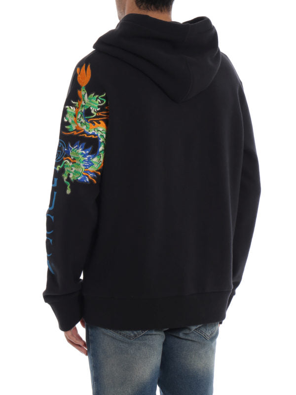 GUCCI EMBROIDERED DRAGON HOODED SWEATSHIRT