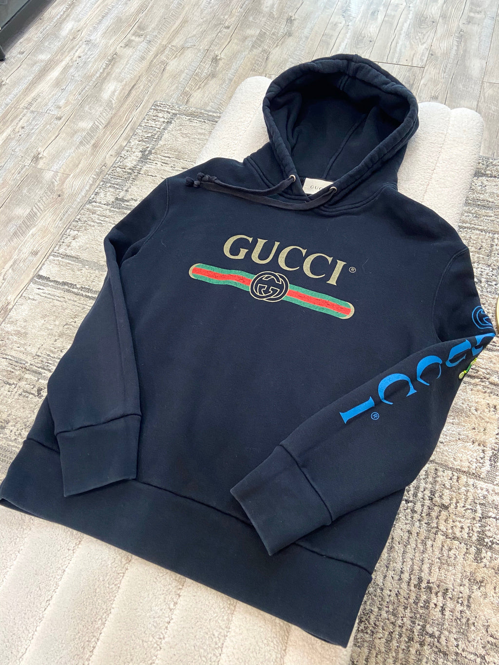 GUCCI EMBROIDERED DRAGON HOODED SWEATSHIRT