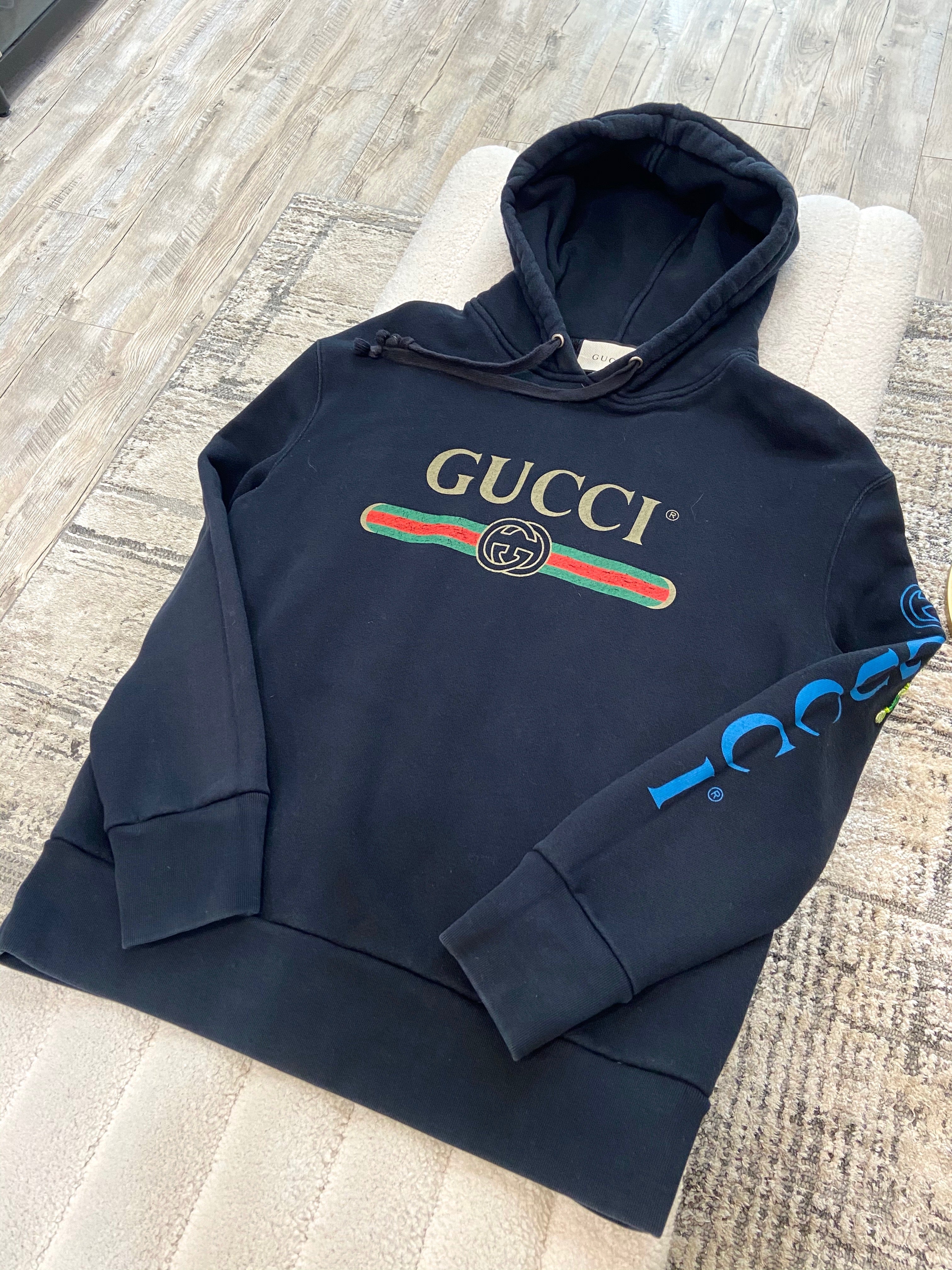GUCCI EMBROIDERED DRAGON HOODED SWEATSHIRT
