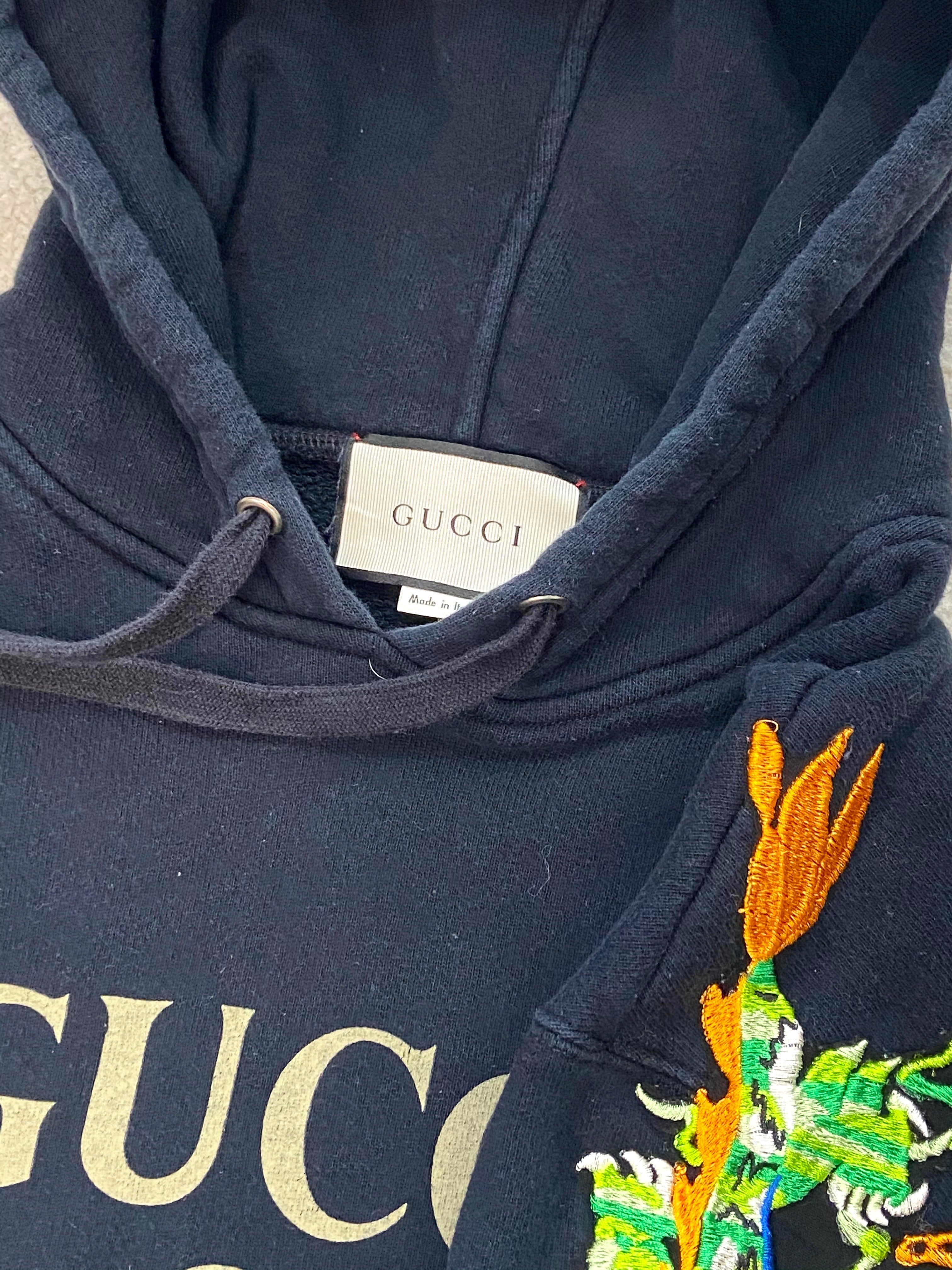 GUCCI EMBROIDERED DRAGON HOODED SWEATSHIRT