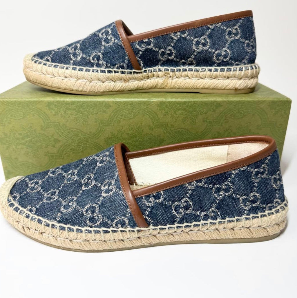 GUCCI GG DENIM PILAR ESPADRILLES