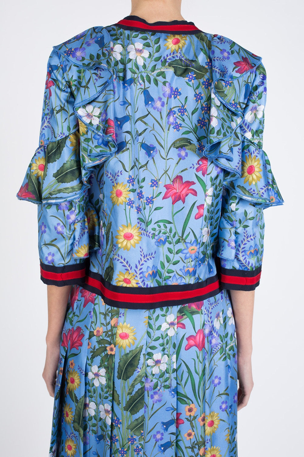 GUCCI FLORA RUFFLED SILK JACKET