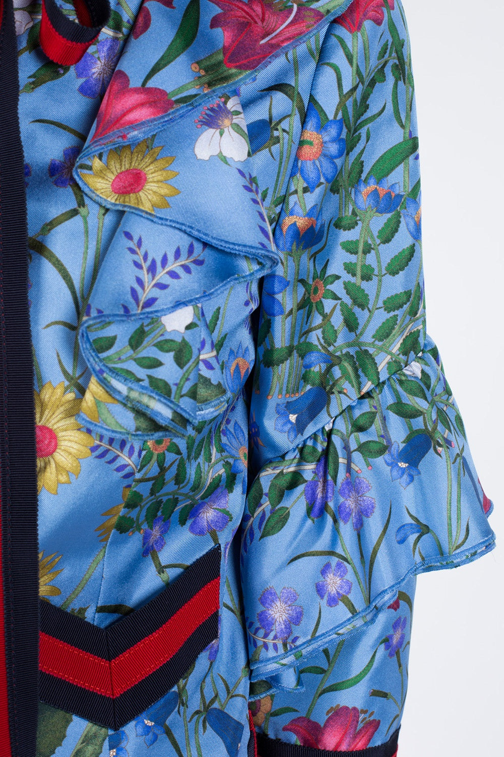 GUCCI FLORA RUFFLED SILK JACKET